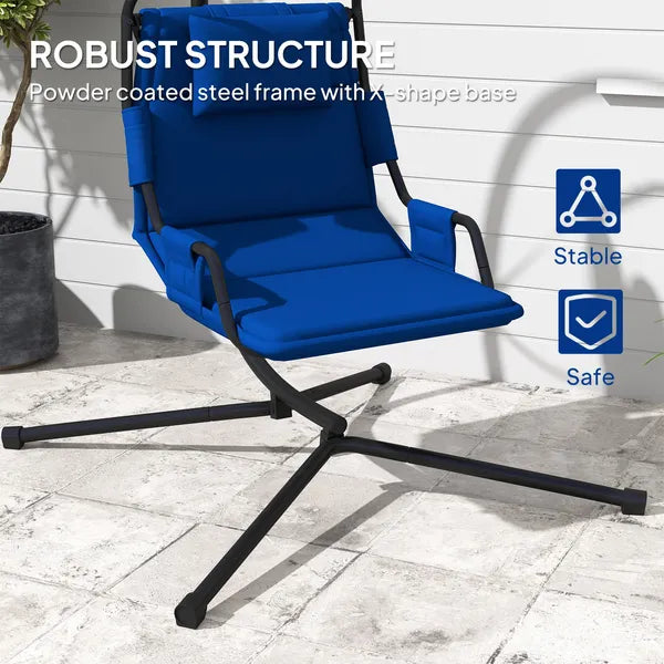 Outsunny Hammock Chair with Stand and PA Coating Cushion, Hanging Swing Chair with Steel Frame for Indoor and Outdoor, Dark Blue - product image 7