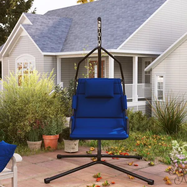 Outsunny Hammock Chair with Stand and PA Coating Cushion, Hanging Swing Chair with Steel Frame for Indoor and Outdoor, Dark Blue - product image 10