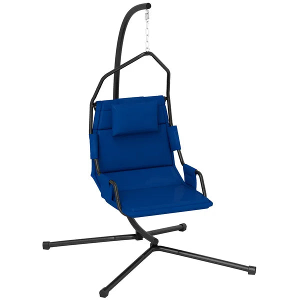 Outsunny Hammock Chair with Stand and PA Coating Cushion, Hanging Swing Chair with Steel Frame for Indoor and Outdoor, Dark Blue - product image 11