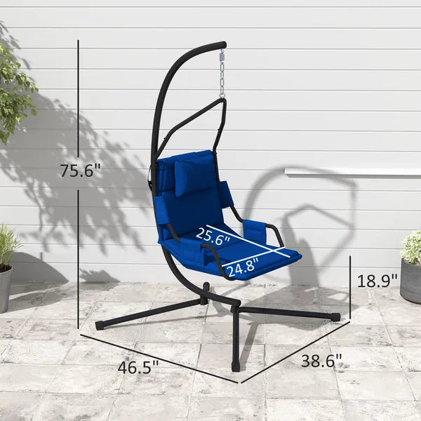 Outsunny Hammock Chair with Stand and PA Coating Cushion, Hanging Swing Chair with Steel Frame for Indoor and Outdoor, Dark Blue - product image 3