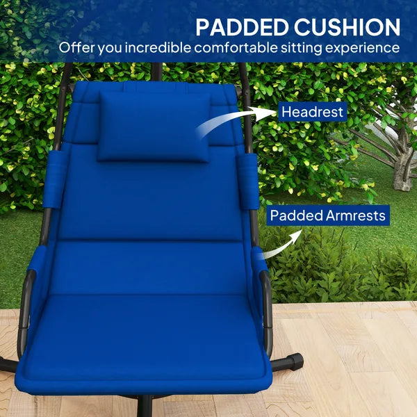 Outsunny Hammock Chair with Stand and PA Coating Cushion, Hanging Swing Chair with Steel Frame for Indoor and Outdoor, Dark Blue - product image 5