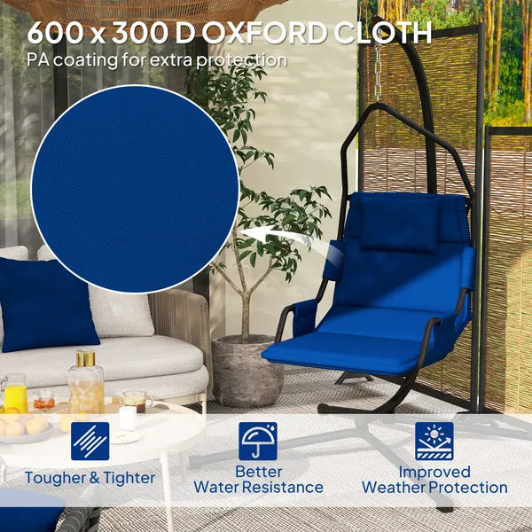 Outsunny Hammock Chair with Stand and PA Coating Cushion, Hanging Swing Chair with Steel Frame for Indoor and Outdoor, Dark Blue - product image 6