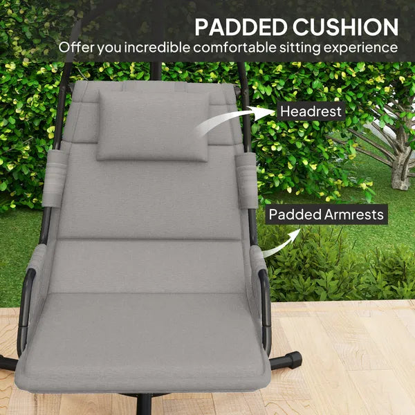 Outsunny Hammock Chair with Stand and PA Coating Cushion, Hanging Swing Chair with Steel Frame for Indoor and Outdoor, Gray - product image 5
