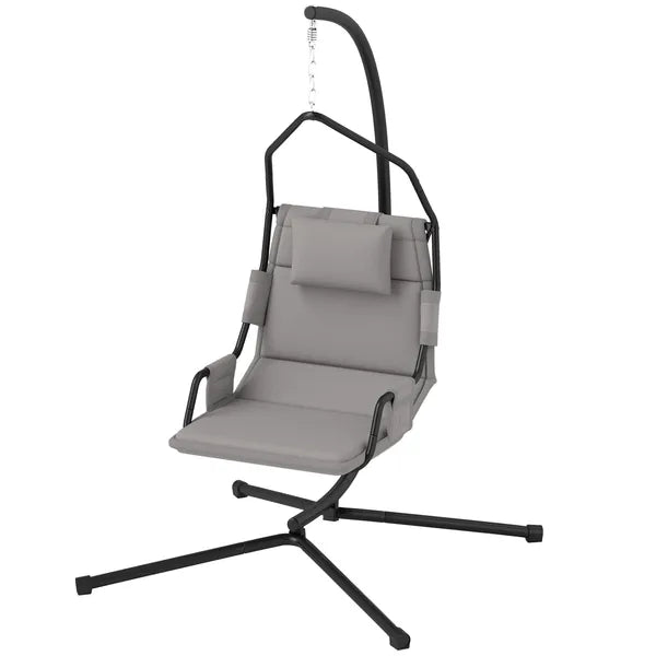 Outsunny Hammock Chair with Stand and PA Coating Cushion, Hanging Swing Chair with Steel Frame for Indoor and Outdoor, Gray - product image 1
