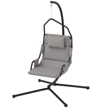Outsunny Hammock Chair with Stand and PA Coating Cushion, Hanging Swing Chair with Steel Frame for Indoor and Outdoor, Gray - product image 1