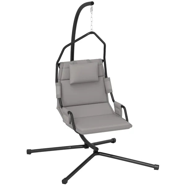 Outsunny Hammock Chair with Stand and PA Coating Cushion, Hanging Swing Chair with Steel Frame for Indoor and Outdoor, Gray - product image 12