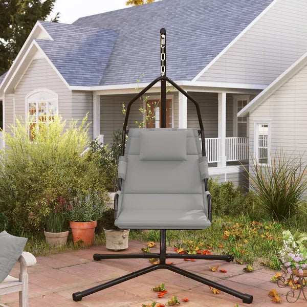 Outsunny Hammock Chair with Stand and PA Coating Cushion, Hanging Swing Chair with Steel Frame for Indoor and Outdoor, Gray - product image 10