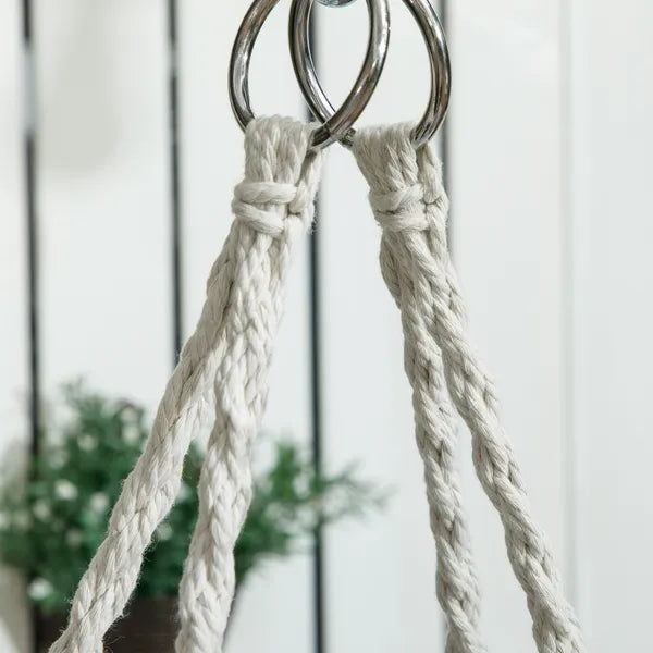 Outsunny Hammock Swing Chair, Macrame Hanging Chair with Large Cushion, Chain, Steel Frame for Indoor Outdoor Use, Blue and White - product image 9