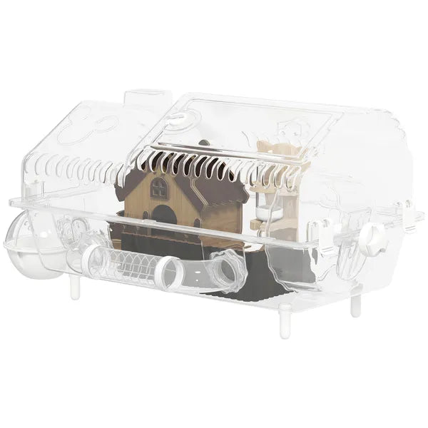 PawHut Hamster Cage with Large Wheel and Hideout, Small Animal Habitat with Accessories, Clear Pet House, 21.5" x 11.8" x 12.6" - product image 1
