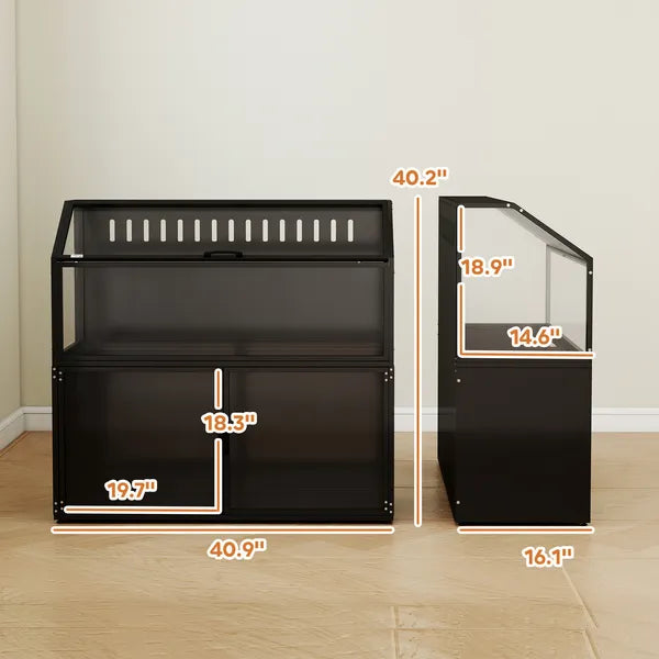 PawHut Hamster Cage with Storage Cabinet, Small Animal Cage with Easy View Acrylic Panels and Openable Top, Guinea Pig Habitat - product image 2