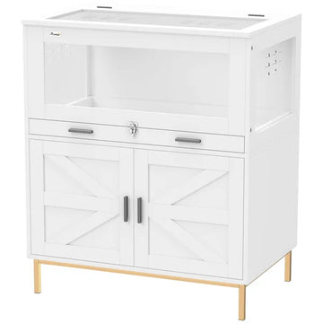 Hamster Cage with Storage Cabinet, Small Animal Cage with Pull Out Drawer and Acrylic Panels, 30" x 19.5" x 36" - product image 1