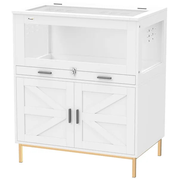 Hamster Cage with Storage Cabinet, Small Animal Cage with Pull Out Drawer and Acrylic Panels, 30" x 19.5" x 36" - product image 1