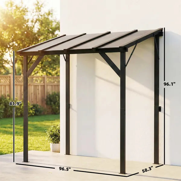 Hardtop Grill Gazebo, Lean-to BBQ Shelter with Polycarbonate Roof for Outdoor, Patio, Lawn - product image 3