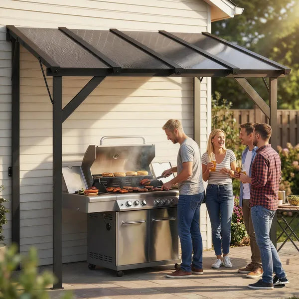 Hardtop Grill Gazebo, Lean-to BBQ Shelter with Polycarbonate Roof for Outdoor, Patio, Lawn - product image 9