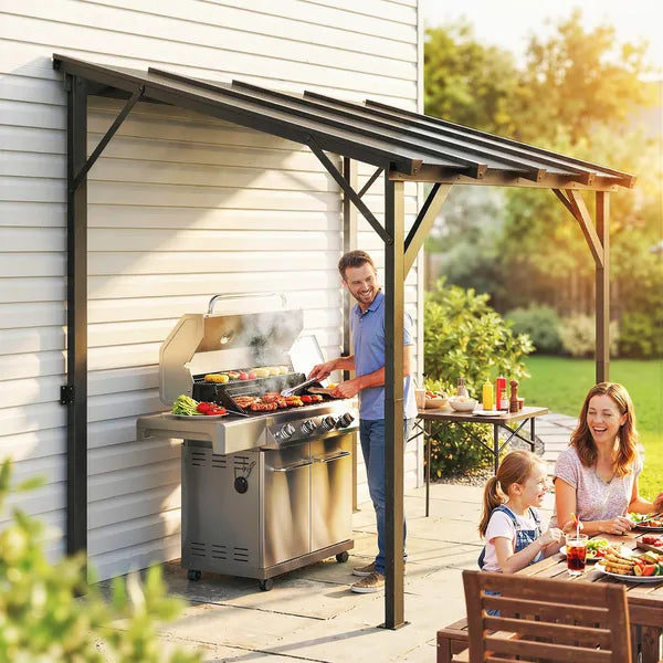 Hardtop Grill Gazebo, Lean-to BBQ Shelter with Polycarbonate Roof for Outdoor, Patio, Lawn - product image 8