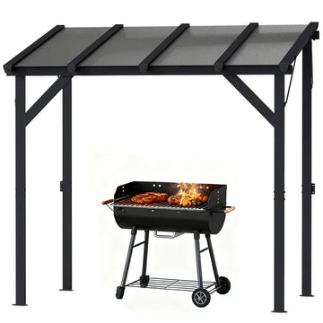 Hardtop Grill Gazebo, Lean-to BBQ Shelter with Polycarbonate Roof for Outdoor, Patio, Lawn - product image 1