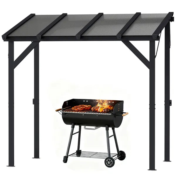 Hardtop Grill Gazebo, Lean-to BBQ Shelter with Polycarbonate Roof for Outdoor, Patio, Lawn - product image 1