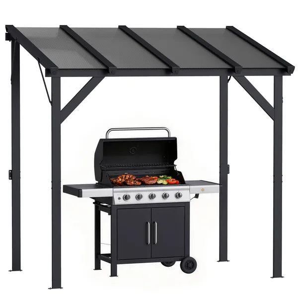 Hardtop Grill Gazebo, Lean-to BBQ Shelter with Polycarbonate Roof for Outdoor, Patio, Lawn - product image 11