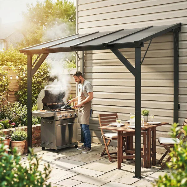 Hardtop Grill Gazebo, Lean-to BBQ Shelter with Polycarbonate Roof for Outdoor, Patio, Lawn - product image 10