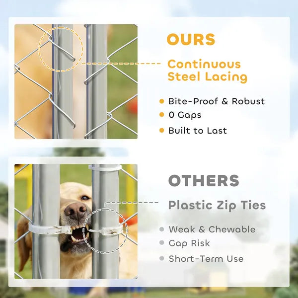 PawHut Heavy Duty Outdoor Dog Kennel with Waterproof Roof, Secure Latch, Chain Link Dog Run for Backyard, 19.7 ft x 19.7 ft x 8.9 ft - product image 8