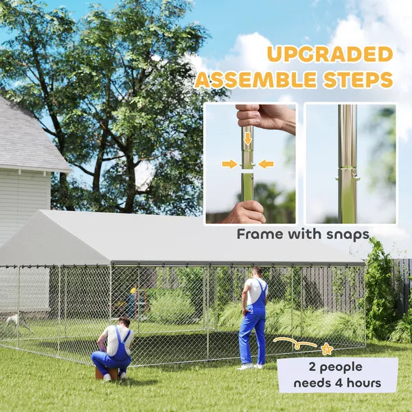 PawHut Heavy Duty Outdoor Dog Kennel with Waterproof Roof, Secure Latch, Chain Link Dog Run for Backyard, 19.7 ft x 19.7 ft x 8.9 ft - product image 4