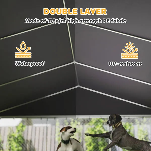 PawHut Heavy Duty Outdoor Dog Kennel with Waterproof Roof, Secure Latch, Chain Link Dog Run for Backyard, 19.7 ft x 19.7 ft x 8.9 ft - product image 7