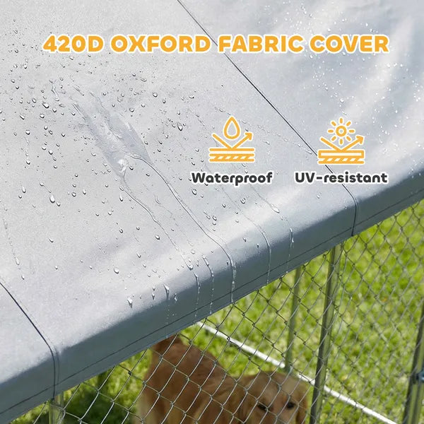 PawHut Heavy Duty Outdoor Dog Kennel with Waterproof Roof, Secure Latch, Chain Link Dog Run for Backyard, 20 ft x 7.5 ft x 8 ft - product image 6