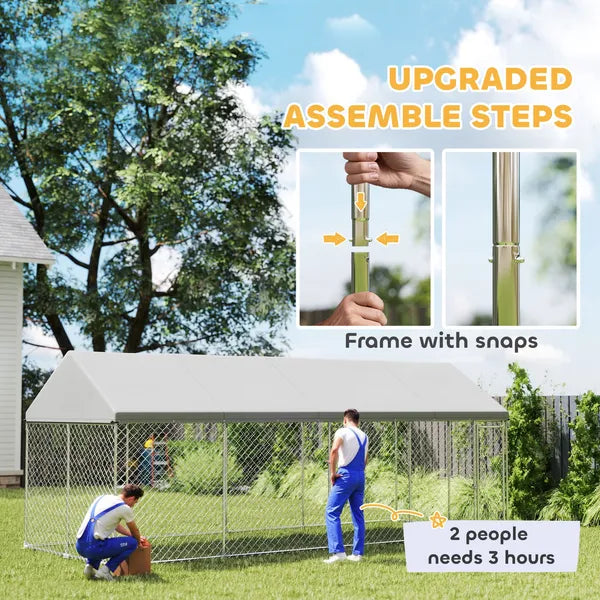 PawHut Heavy Duty Outdoor Dog Kennel with Waterproof Roof, Secure Latch, Chain Link Dog Run for Backyard, 20 ft x 7.5 ft x 8 ft - product image 3