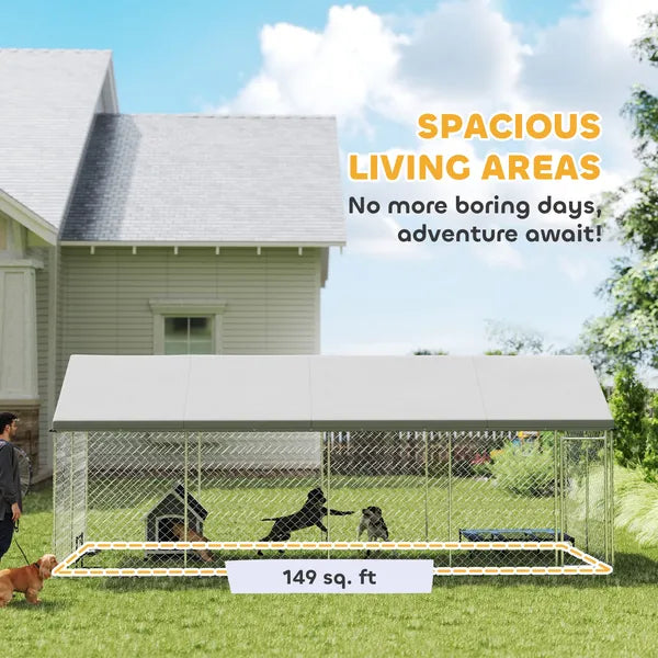 PawHut Heavy Duty Outdoor Dog Kennel with Waterproof Roof, Secure Latch, Chain Link Dog Run for Backyard, 20 ft x 7.5 ft x 8 ft - product image 4