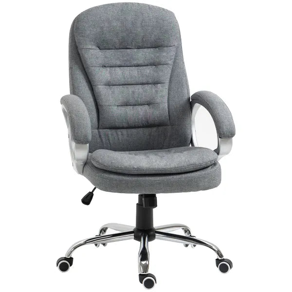 High Back Executive Home Office Chair Adjustable Height Upholstered Padding Gray - product image 1
