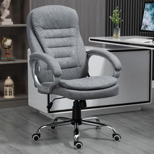 High Back Executive Home Office Chair Adjustable Height Upholstered Padding Gray - product image 2