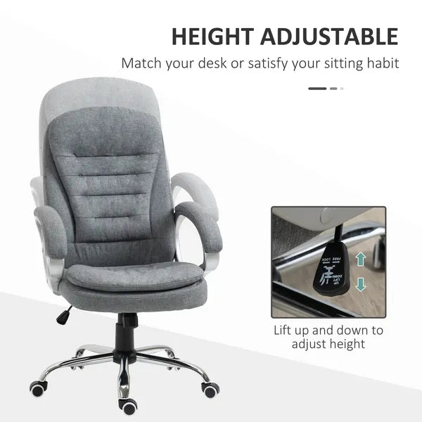 High Back Executive Home Office Chair Adjustable Height Upholstered Padding Gray - product image 4