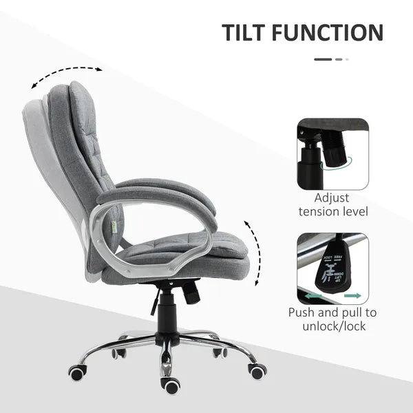 High Back Executive Home Office Chair Adjustable Height Upholstered Padding Gray - product image 5