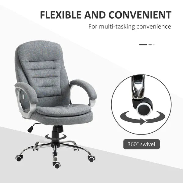 High Back Executive Home Office Chair Adjustable Height Upholstered Padding Gray - product image 6