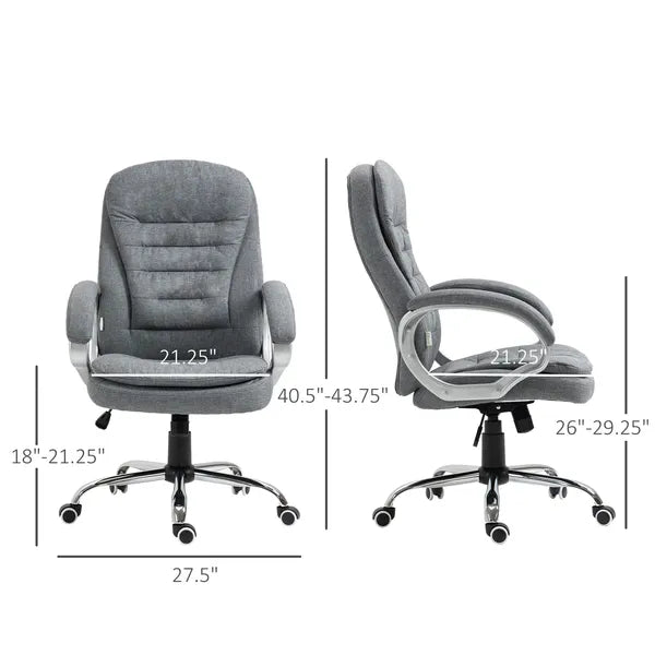 High Back Executive Home Office Chair Adjustable Height Upholstered Padding Gray - product image 3