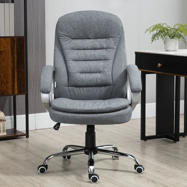 High Back Executive Home Office Chair Adjustable Height Upholstered Padding Gray - product image 10