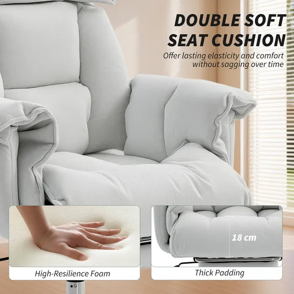HOMCOM High Back Office Chair, Reclining Desk Chair with Footrest, High Resilience Foam, Rolling Wheels, Cream White - product image 5