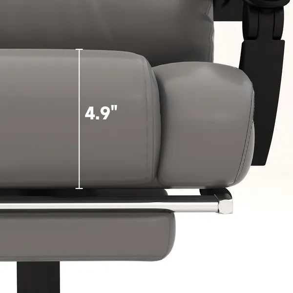 High Back PU Leather Massage Office Chair, 6 Vibration Points, Ergonomic with Footrest, Adjustable Height, Remote, Gray - product image 10