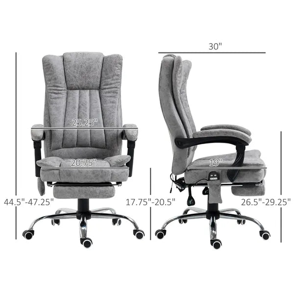 High Back Reclining Office Chair with Heat and 6 Point Vibration Massage, Gray - product image 3