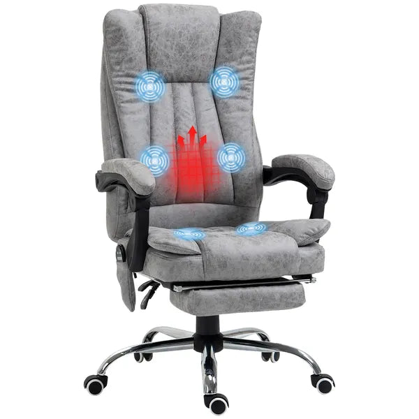 High Back Reclining Office Chair with Heat and 6 Point Vibration Massage, Gray - product image 11