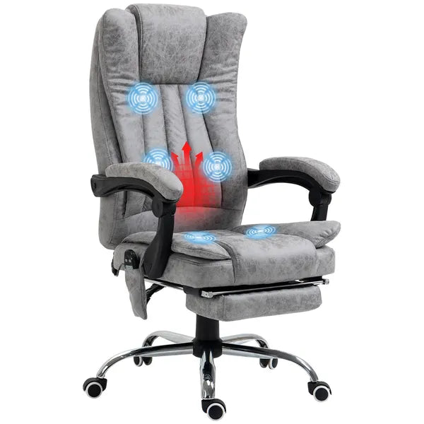 High Back Reclining Office Chair with Heat and 6 Point Vibration Massage, Gray - product image 1