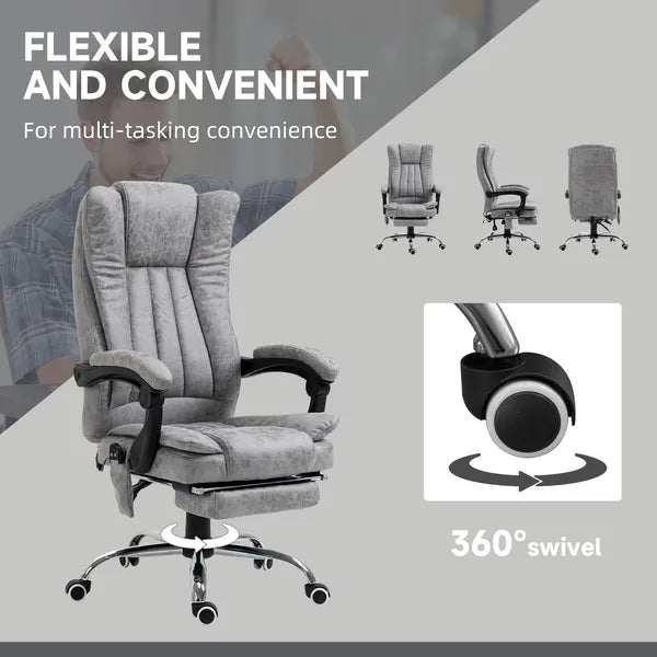 High Back Reclining Office Chair with Heat and 6 Point Vibration Massage, Gray - product image 5