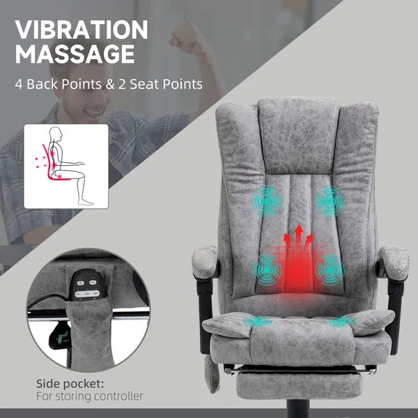 High Back Reclining Office Chair with Heat and 6 Point Vibration Massage, Gray - product image 6