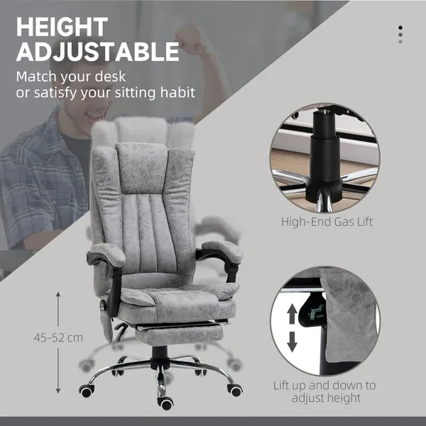 High Back Reclining Office Chair with Heat and 6 Point Vibration Massage, Gray - product image 4