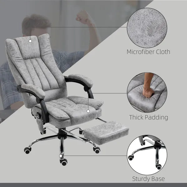 High Back Reclining Office Chair with Heat and 6 Point Vibration Massage, Gray - product image 7
