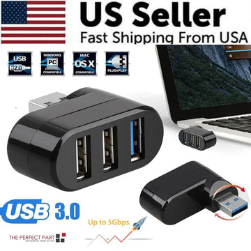 3 Port USB 3.0 Hub Splitter Adapter for Desktop PC Laptop and Mac