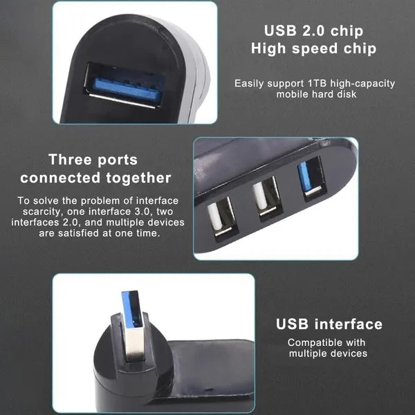 3 Port USB 3.0 Hub Splitter Adapter for Desktop PC Laptop and Mac - product view 5