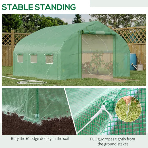 Outsunny High Tunnel Greenhouse 11.5' Large Walk-In with Mesh Door and Windows - product image 7
