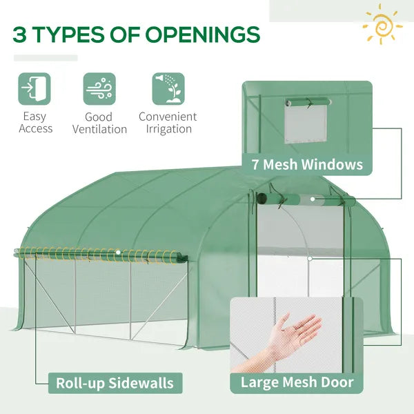 Outsunny High Tunnel Greenhouse 11.5' Large Walk-In with Mesh Door and Windows - product image 4