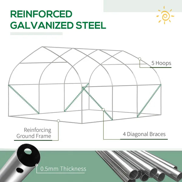 Outsunny High Tunnel Greenhouse 11.5' Large Walk-In with Mesh Door and Windows - product image 6